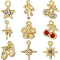 10pcs/lot Flower Comet Star Gold Plated DIY Charm High Polished Cherry Music Note Pendant Women Earring Bracelet Making Jewelry