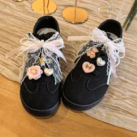 1Pc/2Pcs Pink Pearl Lace Bow Shoe Laces Charms for Sneakers Decorations Flower Bear Love Shoe Charm Buckle DIY Shoes Accessories