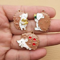 10pcs Enamel Hedgehog Jewelry Charms Diy Making Accessories Earring Keychain Bracelet Pendant Alloy Metal Gold Plated