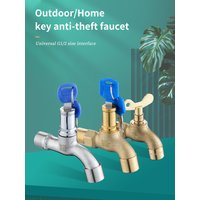 1/2" Copper Outdoor Faucet Anti Theft Garden Water Tap Brass Wall Mounted Bibcock Faucet Thickened Water Tap Adapter with Keys