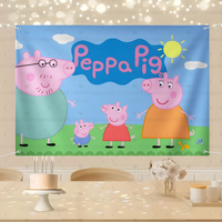 1PC Peppa Pig Tapestry Birthday Party Decorations DecorGifts Anime Wall Hanging Banner Background PhotoBooth Prop