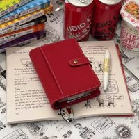 Red A7 loose leaf notebook simple solid color portable Binder notepad soft PU cover, ,Refillable Journal Organizer