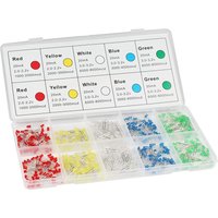 450pcs 3mm LED Diode, LED Light Kit Box 5 Colors,Mini LED Assorted Kit 3mm Round Top,Light Emitting Diodes for DIY Project