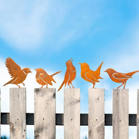 Charming Rusty Bird Silhouette Metal Garden Art - Rustic Outdoor Patio Decoration for Yard Ornaments