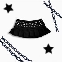 New Rhinestone Design Pleated Skirt Short Skirt for Women's Summer Personality A-Line Side Zipper Skirt