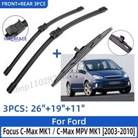 For Ford Focus C-Max MK1 / C-Max MPV MK1 2003-2010 26"+19"+11" Front Rear Wiper Blades Windshield Windscreen Window Cutter