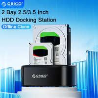 ORICO 2 Bay 2.5/3.5 Inch HDD Docking Station SATA to USB3.0 Adapter with Offline Clone 12V3A Power Hard Drive Enclosure For PC