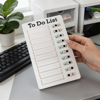 White To-Do List Planner Board with Sliding Checkers, Habit Tracker for Students and Office