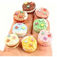 10pcs 3D Macaron Cookie Resin Cabochons, Mini Biscuit Flatbacks for DIY Crafts