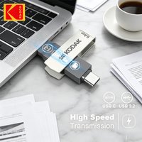 KODAK USB3.2 Type C Two in One Flash Drive 256GB 128GB 32GB Pendrive High Speed Dual Memory Stick For Smartphone Laptop