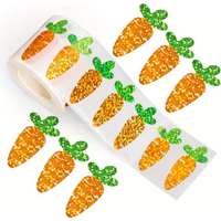 500Pcs Glitter Carrot Easter Party DIY Stickers Kids Gift Box Packaging Label Stickers Envelope Decoration School Rewards 2026