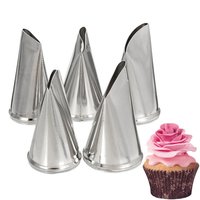 Cream Sugar Pipe Cake Decorating Tips Set 5 Pcs Cream Icing Piping Fondant Rose Nozzle Pastry Tools Reusable Kitchen Accessories