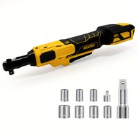 Cordless Ratchet Wrench for 20V Battery, 3/8" Electric Ratchet Set 45 Ft-lbs (60 N.m), Variable Speed Control, 0-400 RPM Power, 8 Sockets (9/10/11/12/13/14/15/17mm) - No Battery