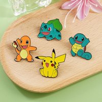 4Pcs Anime Pikachu Characters Enamel Brooch Badge Charmander Squirtle Bulbasaur Figure Lapel Pins Gifts For Fans Collectors image 4