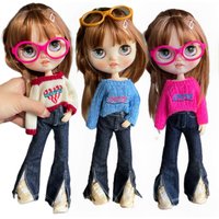 BJD Blythe Clothes Sweater, wide leg jeans, flared jeans 1/6 30cm Dolls (Fit for Pullip,Ob24, Licca)