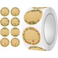 500Pcs Round Floral Thank You Stickers, Writable Labels for Jars, Containers, Gift & Baking Packaging