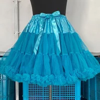 Skirt Length 55cm Women Tutu Skirt Solid Fluffy Tulle Princess Ball Gown Pettiskirt Ladys Ballet Party Performance Dress PP008