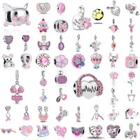 New 925 Silver Powder Series Flying Pig Bikini Butterfly Earphone Pendant Exquisite Jewelry Fit 3mm Bracelet Birthday Gift