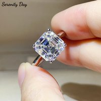 Serenity 2ct 3ct 5ct Asscher D Moissanite Rings for Women Solid s925 Silver Square Lab Diamond Eternity Rings Plated 18K Jewelry