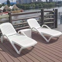 Outdoor beach lounger plastic back chair casual coffee table swimming pool adjustable folding chair hot spring lounger