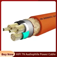 Audiophile Power Cable Audio Cables Hifi 7N OCC Single Crystal Copper Speaker Wire 17mm DIY Amp CD DVD Player Amplifier Orange
