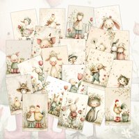 20pcs Adorable Farm Anima Postcards For Party Invitation Greeting Cards,Room Wall Decor,Gift For Wedding Showers,Easter,Birthday