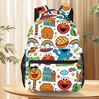 Sesame Street Full Print Backpack Elmo Cookie Monster Cartoon School Bag Daypack Large Capacity Outdoor Travel Bookbag Gift