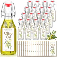 Swing Top Glass Bottles for Olive Oil Homemade 8 oz Clear Flip Top Bottles with Airtight Lids Labels for Storing Homemade Oil