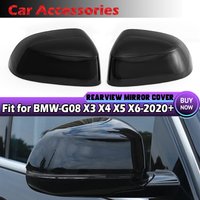 Rearview Mirror Cover Replacement For BMW X3 G01 G08 X4 G02 X5 G05 X6 G06 X7 G07 2018 2019-2023 Gloss Black Side Wing Mirror Cap
