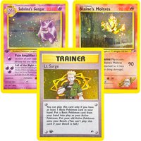 PTCG Gym Heros New Holo Rare Set Card Lt-Surge's Gengar Moltres Scyther Vintage PKM Tcg 2000 Collectible Proxy Trading Cards
