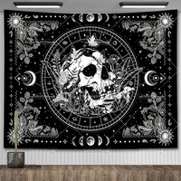 Black And White Skeleton Tapestry Skull Mushroom Tapestry Wall Hanging Aesthetic Plants Floral Flowers Tapestries For Bedroom