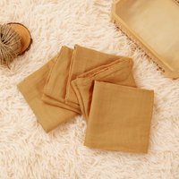 Elinfant Bamboo Cotton 5PCS Solid Color Muslin Bib Burp Cloth 100% Cotton 2 Layers Baby Scarf Handkerchief