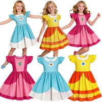 Disfraz Princess Peach Cosplay Rosalina Costume Daisy Flower Girl Dress 110-150cm Clothes Halloween Birthday Party Outfit
