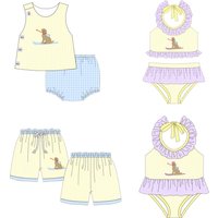 Summer Children's Clothing Wholesale Cartoon Puppy Print Sleeveless Shorts Set Girls Jumpsuit Boys shorts Toddler Boys Clothes