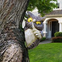 1pc hide and seek owl tree hanging, personified owl, courtyard garden big tree scene decoration, fun animal tree hanging
