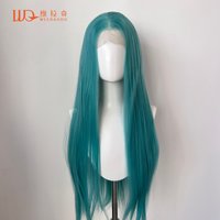 26 Inch Blue Green Straight Lace Front Wig 13x4 Glueless Heat Resistant Synthetic Wig for Cosplay Party Daily Wear