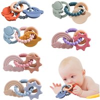 Silicone Space Teething Bracelet for Baby Food Grade Safe Baby Teether Non Toxic Easy Clean Rich Colors Hand Exercise Baby Toys