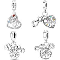 MISEFF 925 Sterling Silver Charm Heart-Shaped Tree of Life Infinity Symbol Pendant For Bracelet DIY Jewelry Making Birthday Gift
