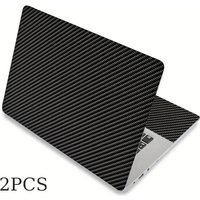HUADO 2-Piece Set 12.1 13 13.3 14 15 15.4 15.6 Carbon Fiber Laptop Sticker Universal Net Sticker Reusable Laptop Case (Black)