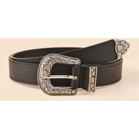 Vintage alloy carved belt women's leather wide belt dress belts