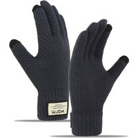 AliExpress NONE New Men Winter Warm Knitted Gloves Windproof Solid Color Touch Screen Gloves Thickened Plush Cycling Gloves