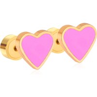 Love Heart Ladies Stud Earrings Cute Cubic Flower Stainless Steel Push Back Piercing Ear Stud Women Jewelry Party Gifts Simple