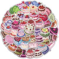 50PCS Cute Small Cake 3D Birthday Cake Waterproof Stickers Cartoon Luggage Non infringing Cross border Stickers