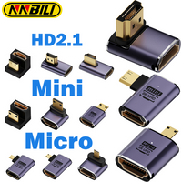 NNBILI HDMI2.1 48Gbps 8K@60Hz 4K@120Hz Ultra High-Speed Adapter Mini/Micro HDMI to HDMI Converter for PS5 X/S PC HDTV Projector