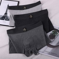 3PCS/Pack 100% Cotton Solid Knit Striped Underwear for Man Soft Comfortable Breathable Crotch Boxer High Elastic Men's Panties