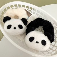 Cute Plush Panda Puppy Hair Ties Autumn Winter Fluffy Cartoon Animal Ponytail Elastic Hair Bands Party Head Bands Accessories