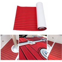 EVA Foam Boat Decking Mat 240x90cm, Red Black Self-Adhesive Anti-Slip Teak Marine Flooring