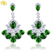 Natural Diopside Sterling Silver Women's Earring 5.5 Carats Genuine Diopside Original Design S925 Romantic Style Top Quality
