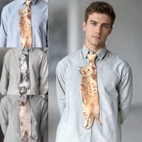 3D Cat Cat-shaped Men's Tie Animal Pattern Lifelike Kitten Necktie Novelty Satin Fabric Creative Neck Tie For Wedding and Party
