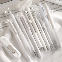 5/10Pcs Cute Solid Color Gel Pens, 0.5mm Black Ink Quick Drying Smooth Neutral Pens for School Office Writing Stationery